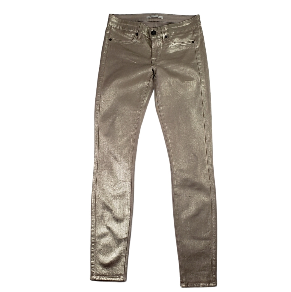 Rich & Skinny Gold Metallic Skinny Jeans 28 x 30